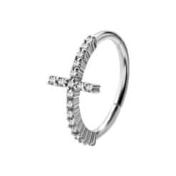HINGED CONCH RING SET W. CUBIC ZIRCONIA - CROSS