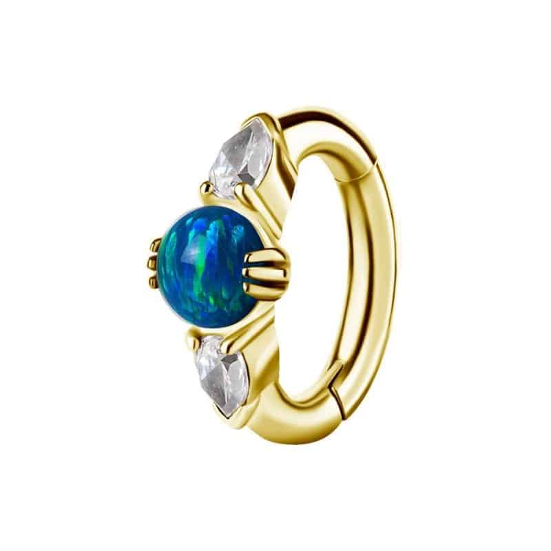 OVAL BELLY CLICKER SET W. LAB CREATED OPAL & PREMIUM ZIRCONIA – Bild 20