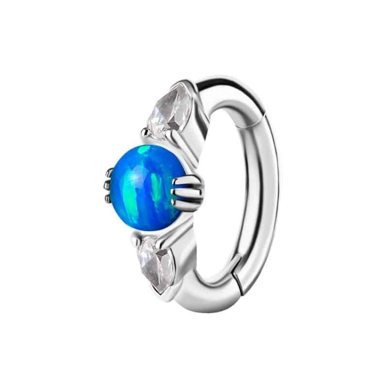 OVAL BELLY CLICKER SET W. LAB CREATED OPAL & PREMIUM ZIRCONIA – Bild 5