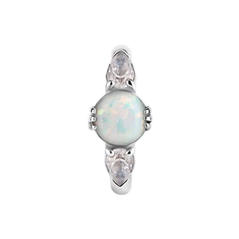 OVAL BELLY CLICKER SET W. LAB CREATED OPAL & PREMIUM ZIRCONIA – Bild 2