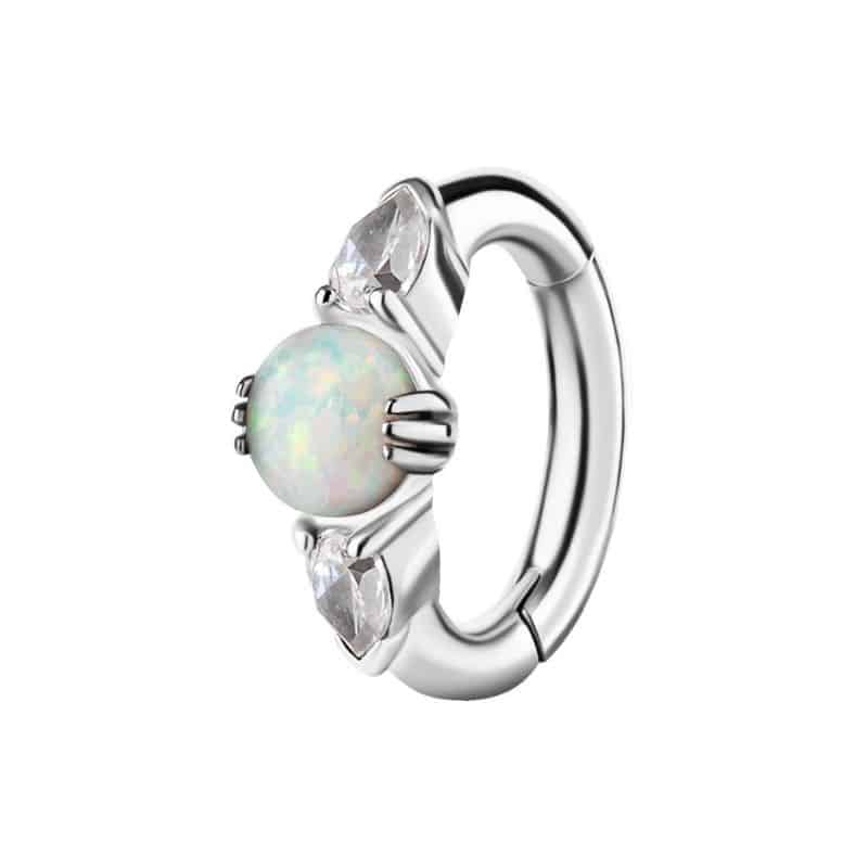 OVAL BELLY CLICKER SET W. LAB CREATED OPAL & PREMIUM ZIRCONIA – Bild 3