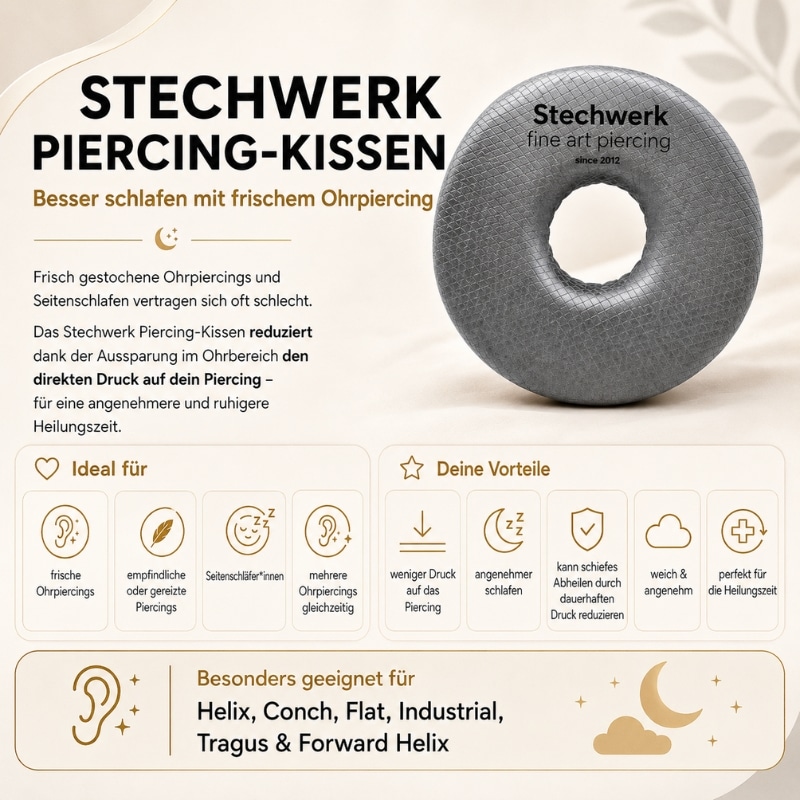 Stechwerk Piercing-Kissen – entspannt schlafen trotz frischem Ohrpiercing – Bild 4