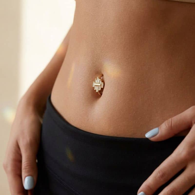 OVAL BELLY CLICKER SET W.CUBIC ZIRCONIA
