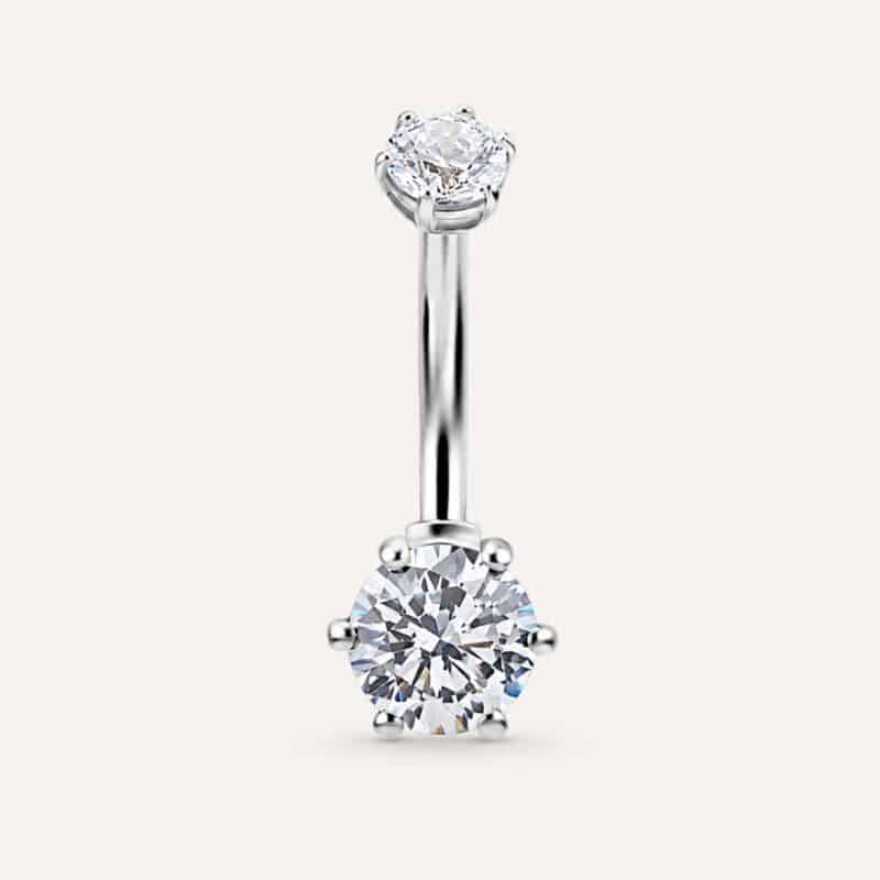18K REAL GOLD INTERNAL BELLY BANANA SET WITH SWAROVSKI® ZIRCONIA