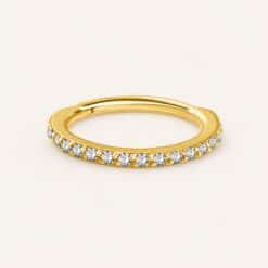 18K REAL GOLD HINGED RINGS SET WITH 11-27 GENUINE DIAMONDS (each 1mm, depending on ring size)