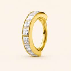 18K REAL GOLD HINGED RING SET WITH PRINCESS CUT PREMIUM ZIRCONIA