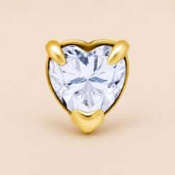 18K REAL GOLD INTERNAL ATTACHMENT SET WITH HEART SHAPE PREMIUM ZIRCONIA