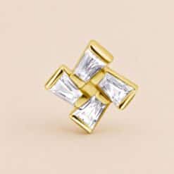 18K REAL GOLD INTERNAL ATT. SET WITH TAPPERED BAGUETTE PREMIUM ZIRCONIA