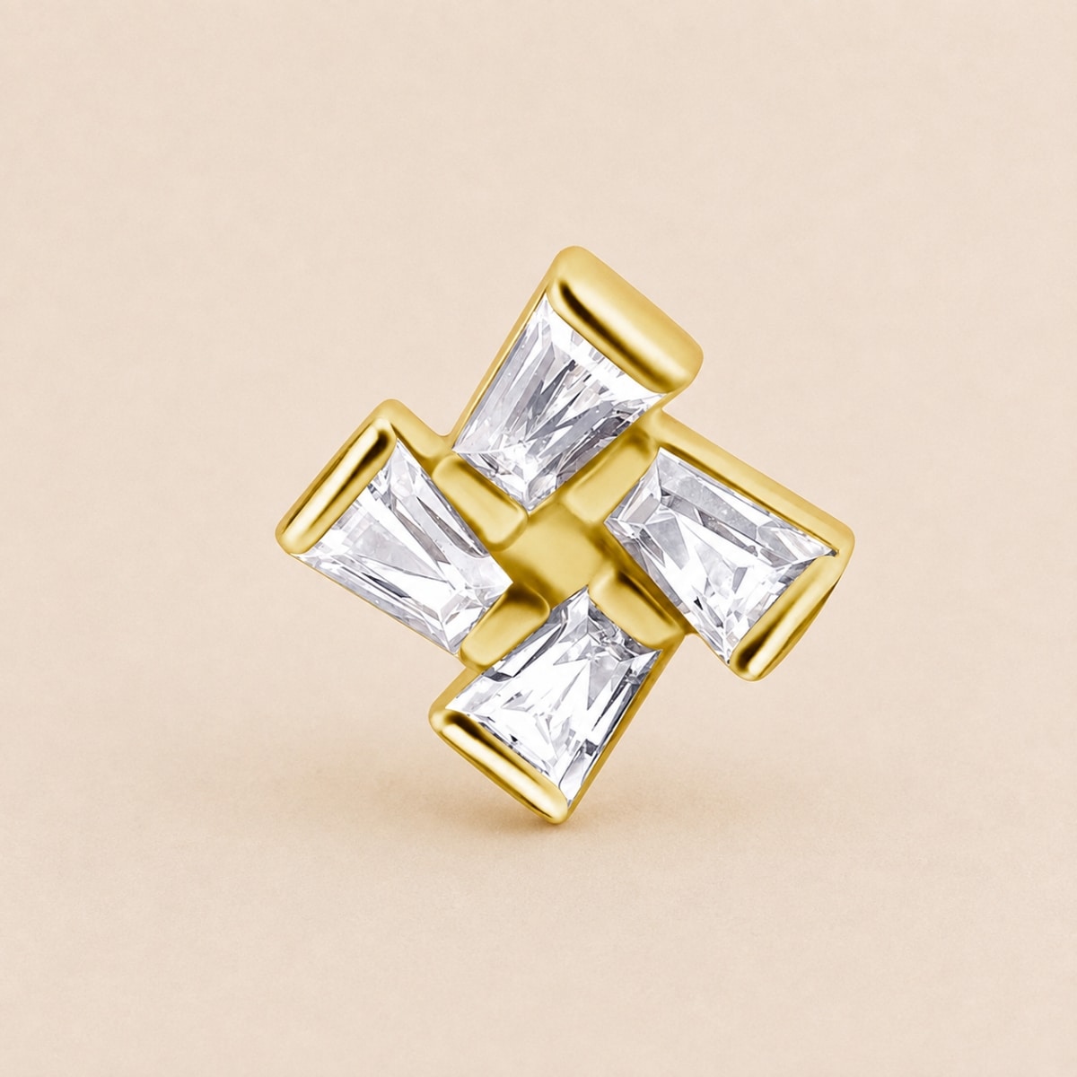 18K REAL GOLD INTERNAL ATT. SET WITH TAPPERED BAGUETTE PREMIUM ZIRCONIA