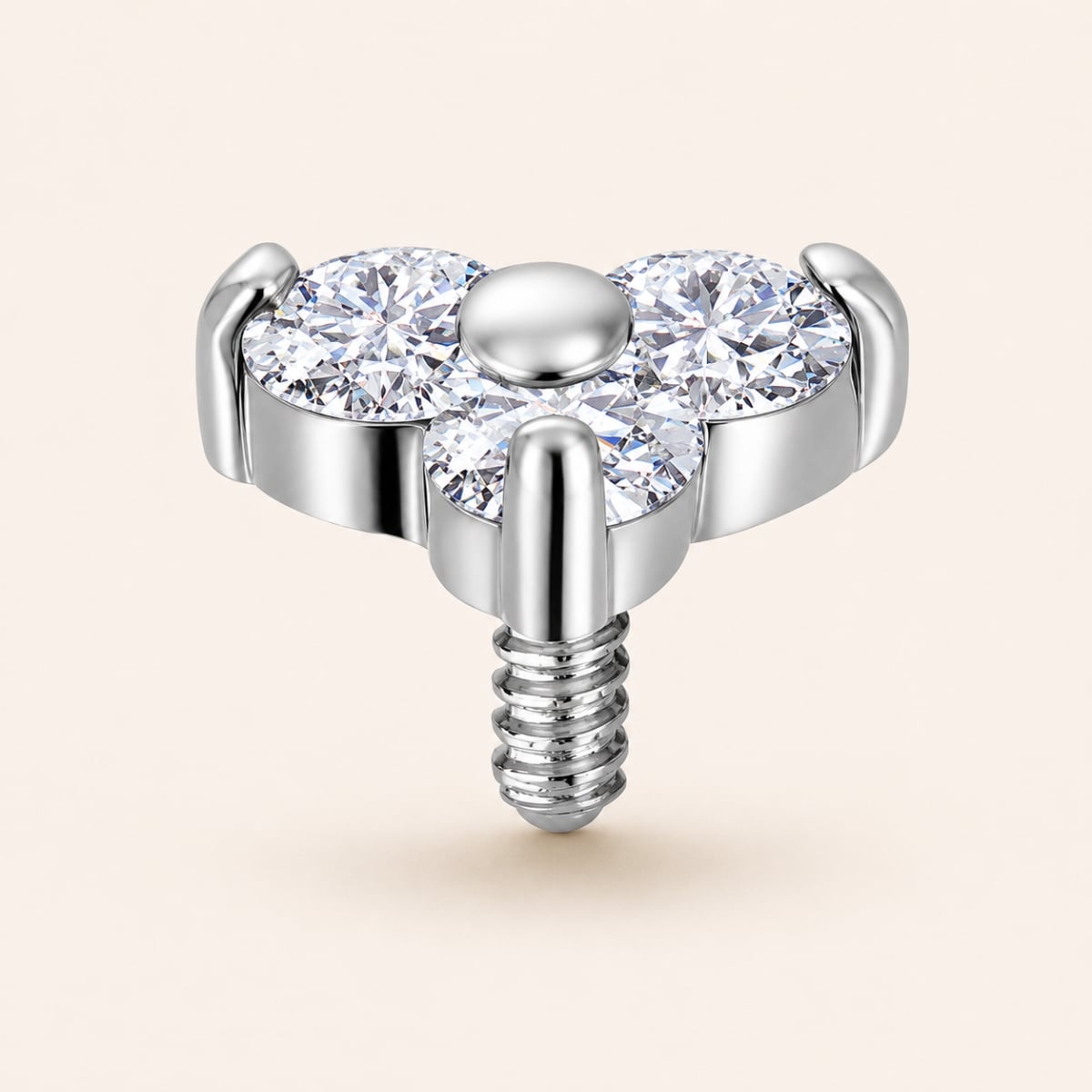 18K REAL GOLD INTERNAL TRINITY ATTACHMENT SET WITH GEMSTONE (LAB CREATED DIAMONDS/ NANO GEM, SAPHIRE OR RUBY)