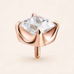 18K REAL GOLD INTERNALL ATTACHMENT SET WITH PRINCESS CUT PREMIUM ZIRCONIA
