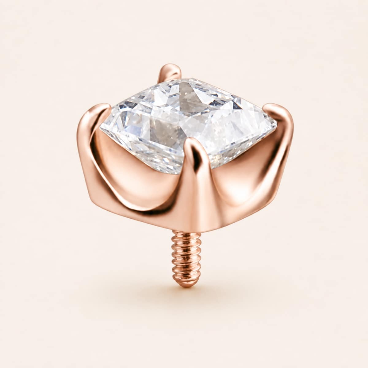 18K REAL GOLD INTERNALL ATTACHMENT SET WITH PRINCESS CUT PREMIUM ZIRCONIA