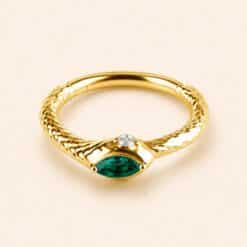 18K REAL GOLD HINGED SNAKE CONCH RING SET WITH MARQUISE PREMIUM NANO GEMS