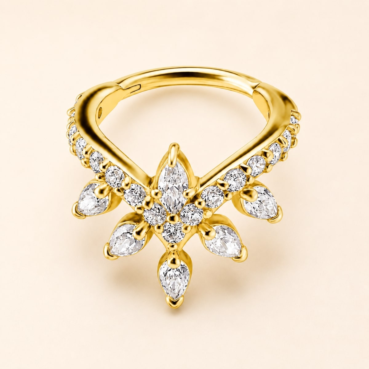 18K REAL GOLD HINGED CONCH CLICKER SET WITH PREMIUM ZIRCONIA