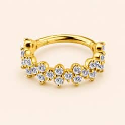 18K REAL GOLD HINGED CONCH RING SET WITH PREMIUM ZIRCONIA