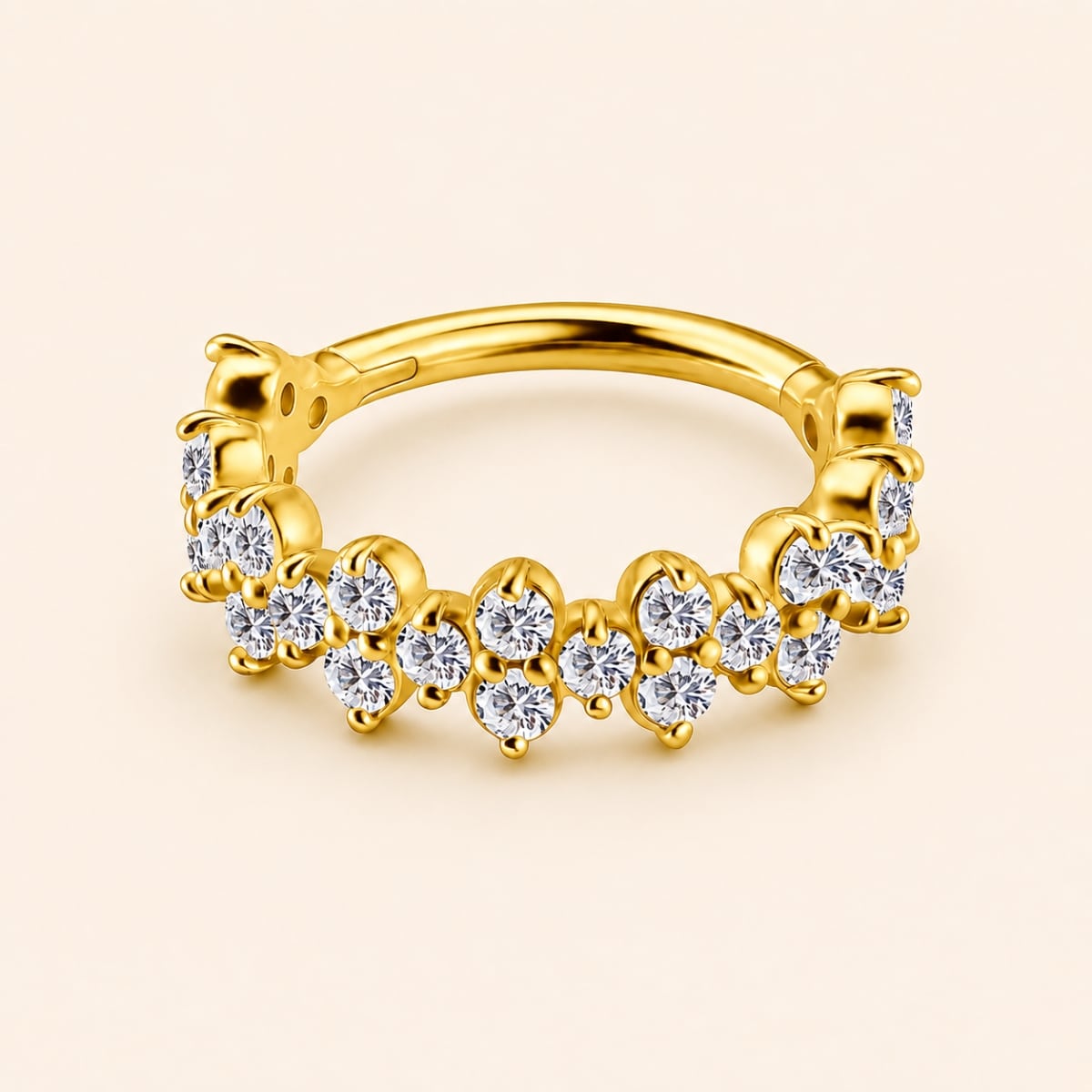 18K REAL GOLD HINGED CONCH RING SET WITH PREMIUM ZIRCONIA