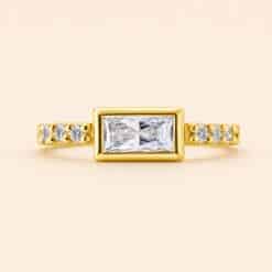 18K REAL GOLD HINGED RING SET WITH PREMIUM ZIRCONIA