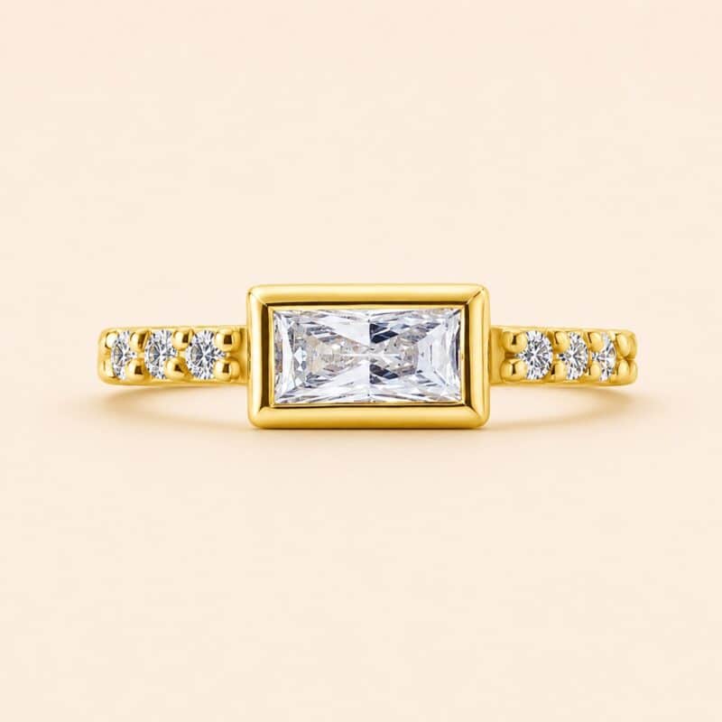 18K REAL GOLD HINGED RING SET WITH PREMIUM ZIRCONIA