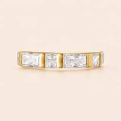 18K REAL GOLD HINGED SEGMENT RING SET WITH SQUARE AND BAGUETTE PREMIUM ZIRCONIA