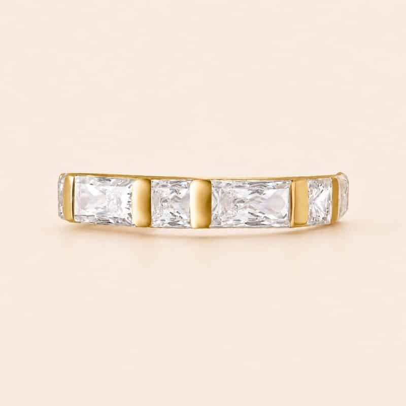 18K REAL GOLD HINGED SEGMENT RING SET WITH SQUARE AND BAGUETTE PREMIUM ZIRCONIA