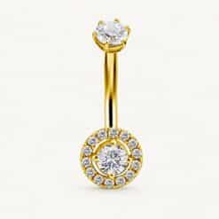 18K REAL GOLD INTERNAL BELLY BANANA SET WITH 100 FACETTS PREMIUM ZIRCONIA