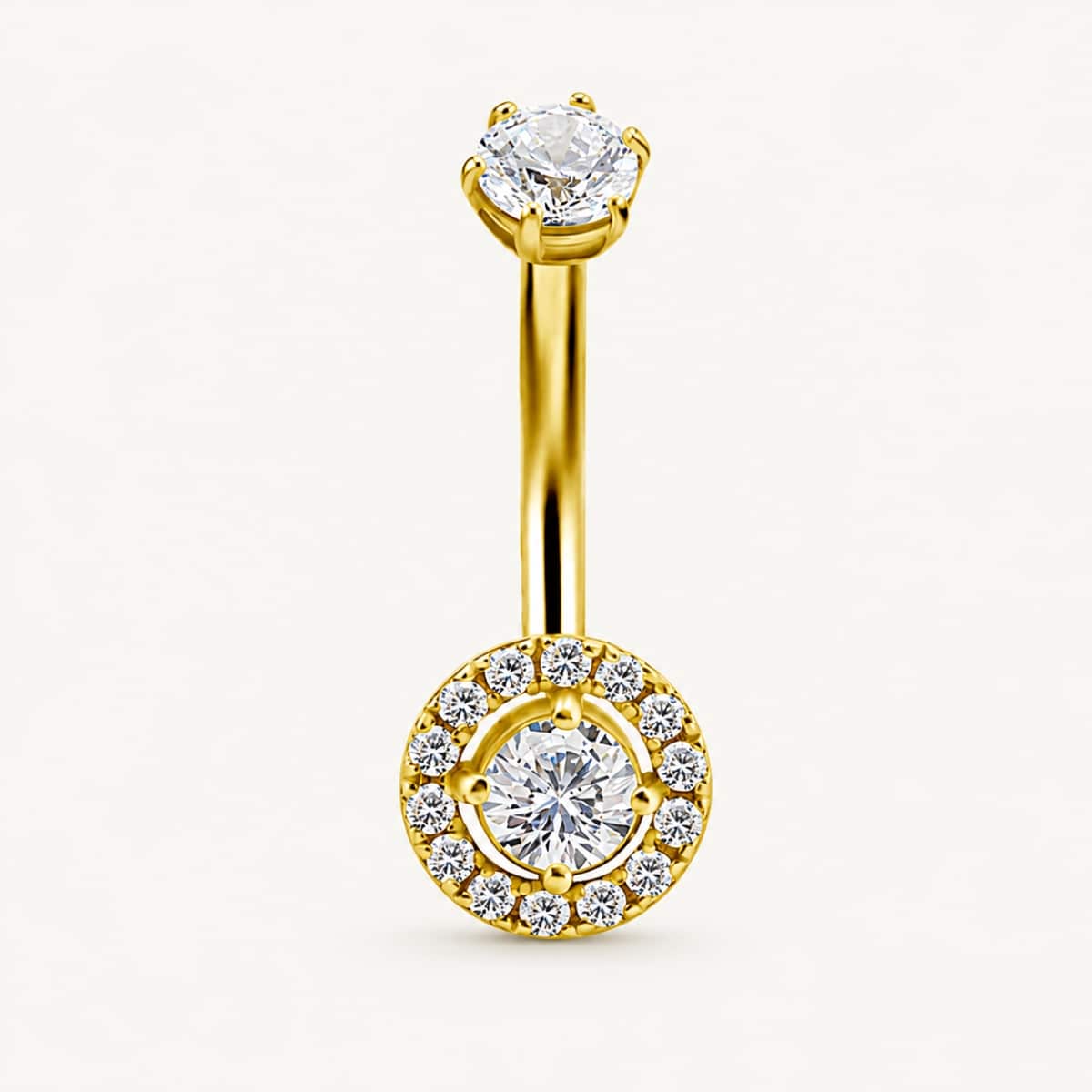18K REAL GOLD INTERNAL BELLY BANANA SET WITH 100 FACETTS PREMIUM ZIRCONIA