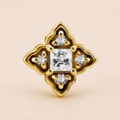 18K REAL GOLD INTERNAL ATTACHMENT SET WITH PRINCESS CUT SWAROVSKI® ZIRCONIA