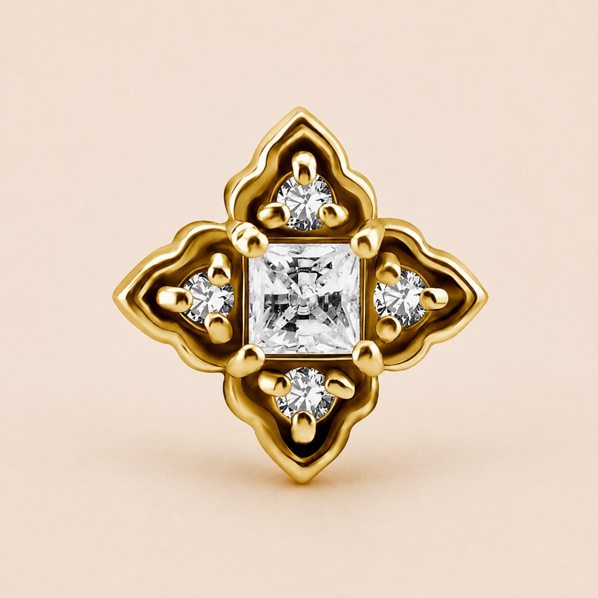 18K REAL GOLD INTERNAL ATTACHMENT SET WITH PRINCESS CUT SWAROVSKI® ZIRCONIA