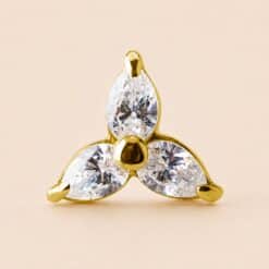 18K REAL GOLD INTERNAL ATTACHMENT SET WITH PEAR SHAPE SWAROVSKI® ZIRCONIA
