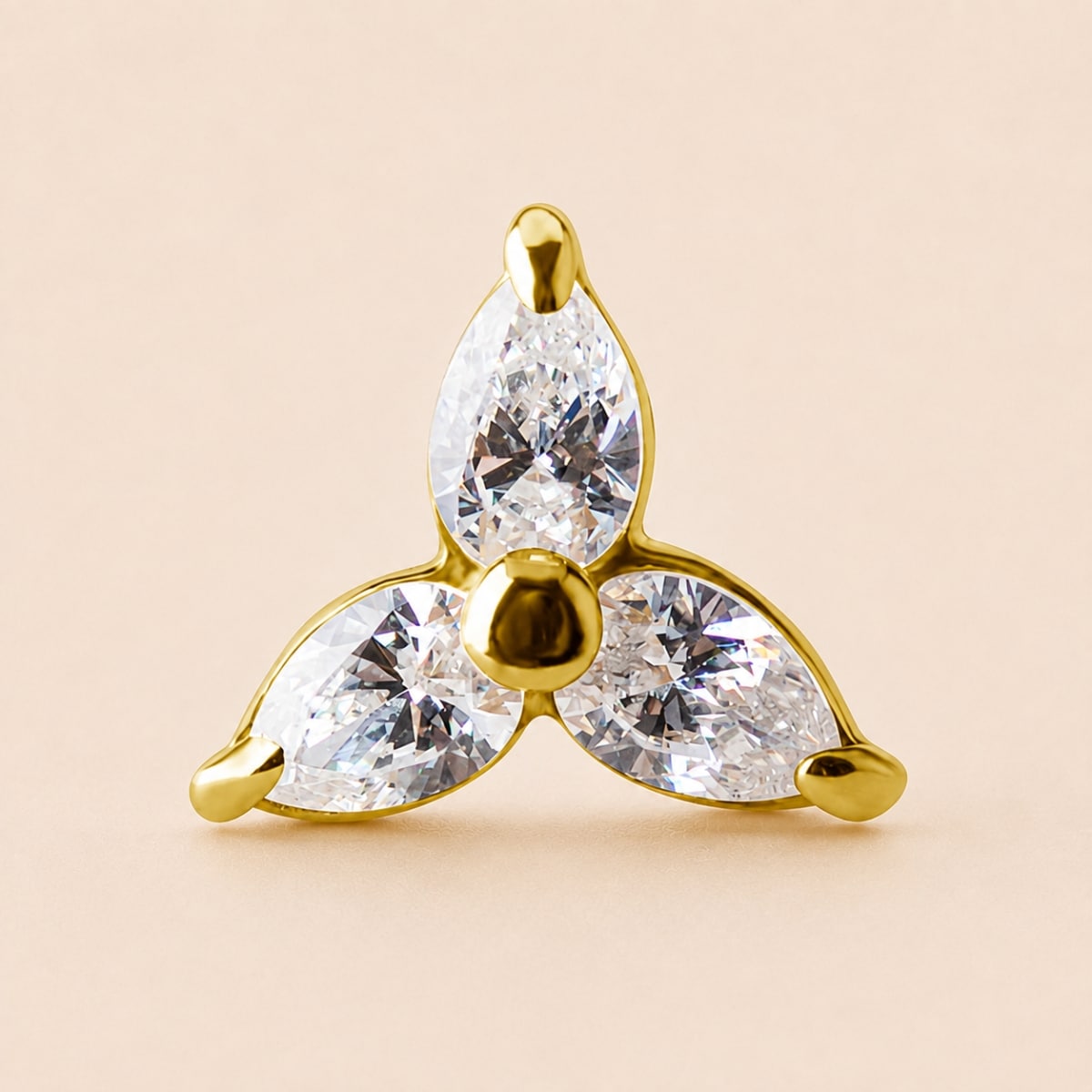 18K REAL GOLD INTERNAL ATTACHMENT SET WITH PEAR SHAPE SWAROVSKI® ZIRCONIA