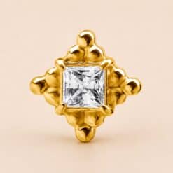 18K REAL GOLD INTERNAL ATTACHMENT SET WITH PRINCESS CUT SWAROVSKI® ZIRCONIA