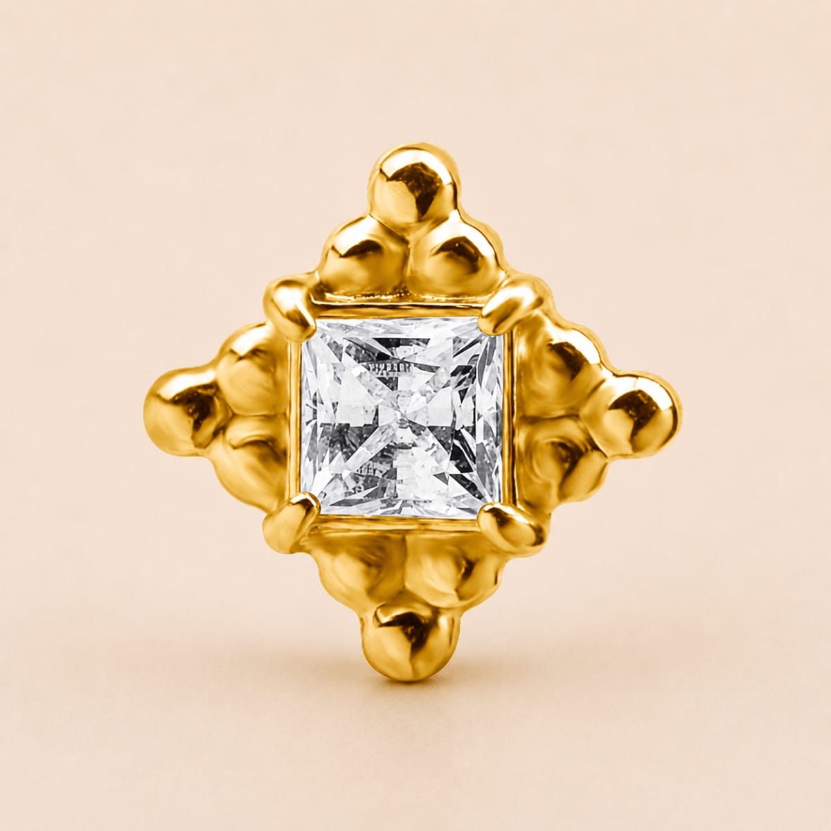 18K REAL GOLD INTERNAL ATTACHMENT SET WITH PRINCESS CUT SWAROVSKI® ZIRCONIA