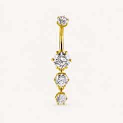 18K REAL GOLD INTERNAL BELLY BANANA WITH DANGLE SET WITH PREMIUM ZIRCONIA