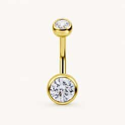 18K REAL GOLD INTERNAL BELLY BANANA SET WITH SWAROVSKI® ZIRCONIA