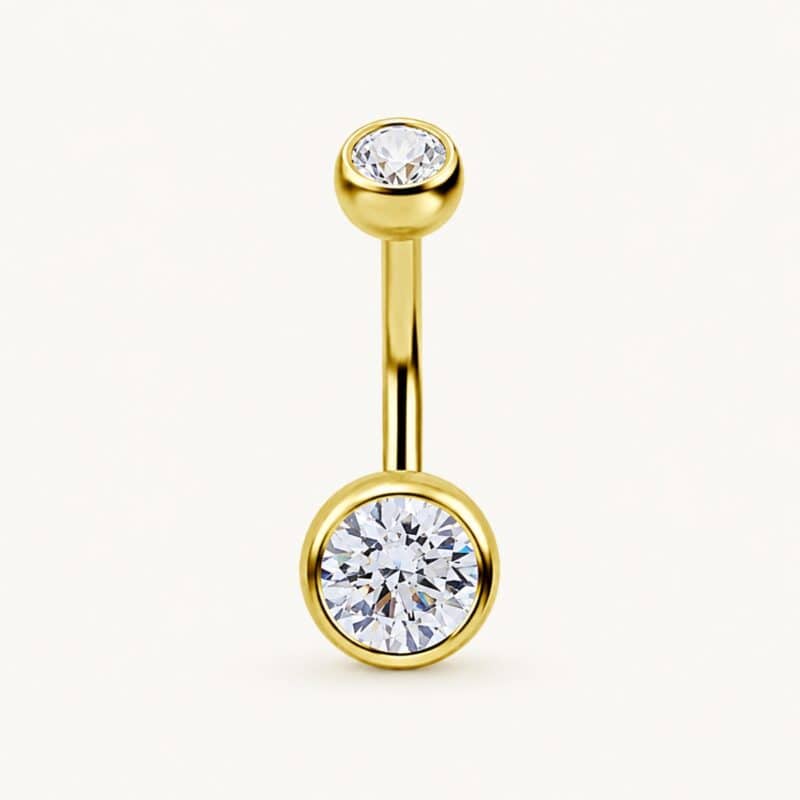 18K REAL GOLD INTERNAL BELLY BANANA SET WITH SWAROVSKI® ZIRCONIA