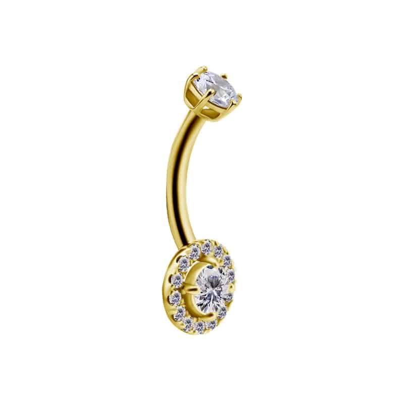 18K REAL GOLD INTERNAL BELLY BANANA SET WITH 100 FACETTS PREMIUM ZIRCONIA – Bild 2