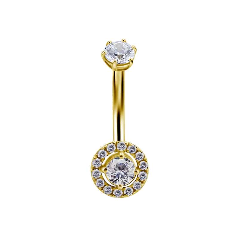 18K REAL GOLD INTERNAL BELLY BANANA SET WITH 100 FACETTS PREMIUM ZIRCONIA – Bild 3