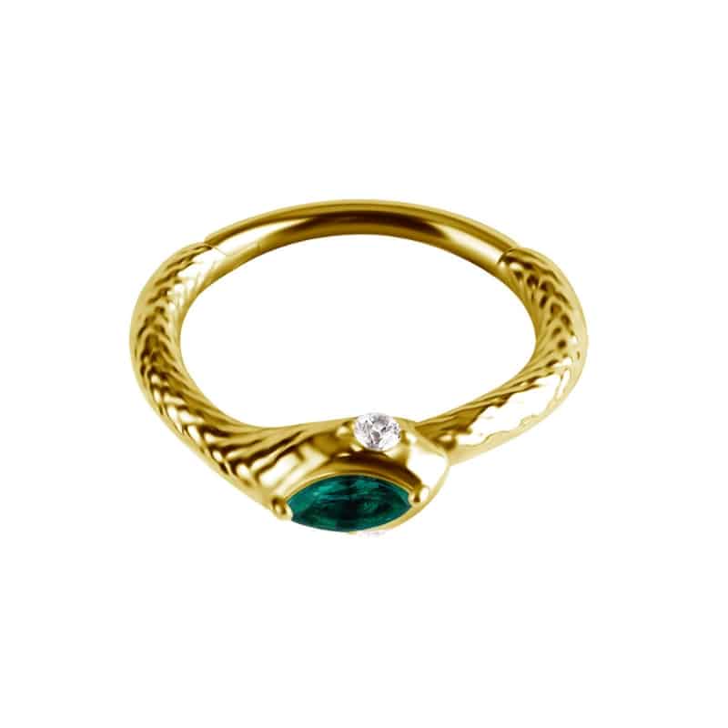 18K REAL GOLD HINGED SNAKE CONCH RING SET WITH MARQUISE PREMIUM NANO GEMS