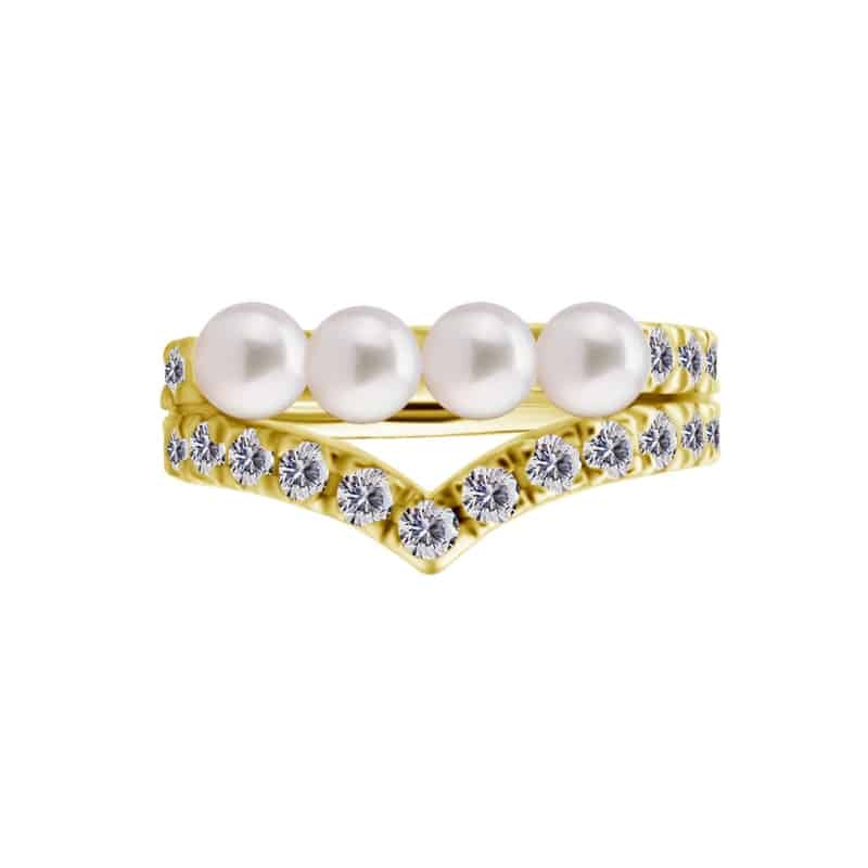 18K REAL GOLD CONCH RING SET W. FRESH WATER PEARLS & PREMIUM ZIRCONIA – Bild 2