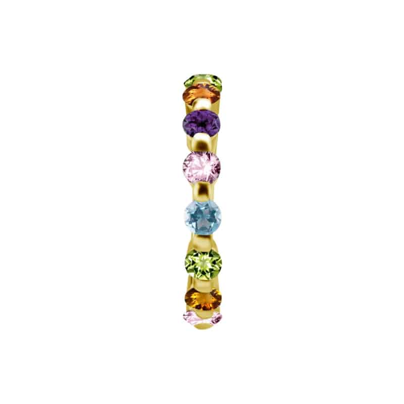 18K REAL GOLD HINGED SEGMENT RING SET WITH MULTICOLOR GENUINE GEMSTONES (AMETHYST, TOPAZ, CITRINE, PERIDOT, PINK SAPHIRE) – Bild 3