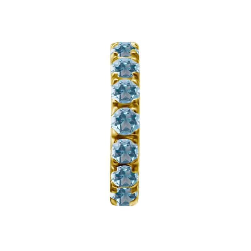 18K REAL GOLD HINGED SEGMENT MICRO PAVEE CLICKER SET WITH GENUINE BLUE TOPAZ – Bild 3