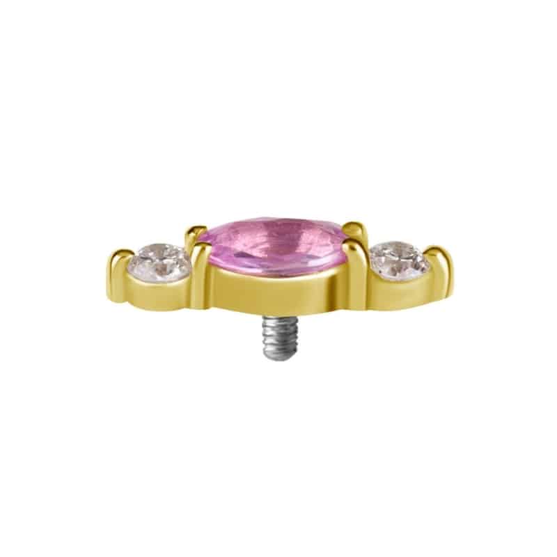 18K REAL GOLD INTERNAL ATTACHEMENT SET WITH GENUINE PINK SAPPHIRE AND CREATED DIAMONDS – Bild 2