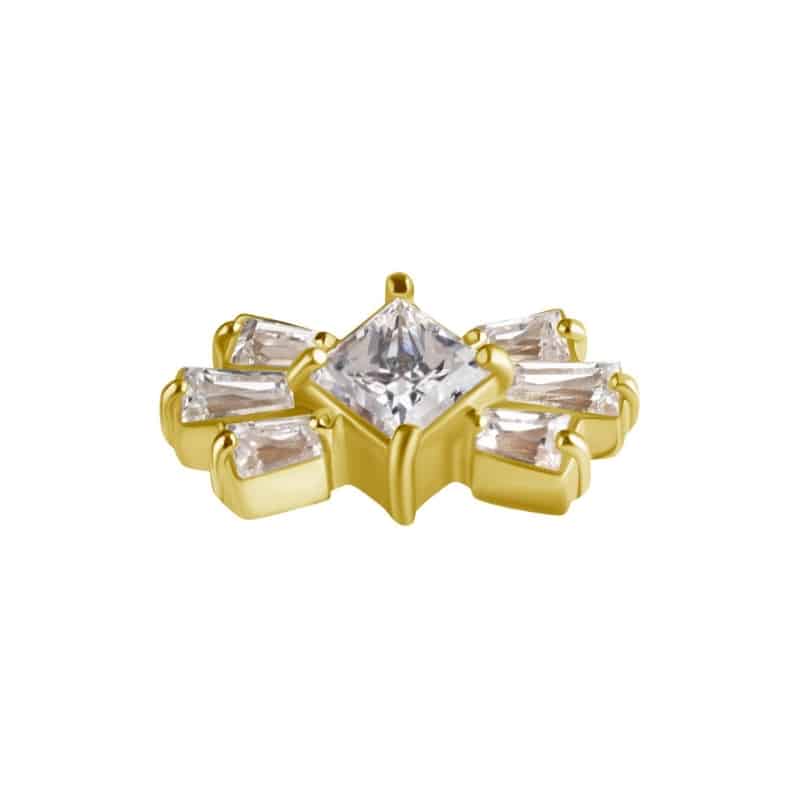 18K REAL GOLD INTERNAL ATTACHMENT SET WITH TAPPER BAGUETTE PREMIUM ZIRCONIA – Bild 2