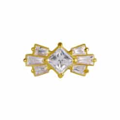 18K REAL GOLD INTERNAL ATTACHMENT SET WITH TAPPER BAGUETTE PREMIUM ZIRCONIA
