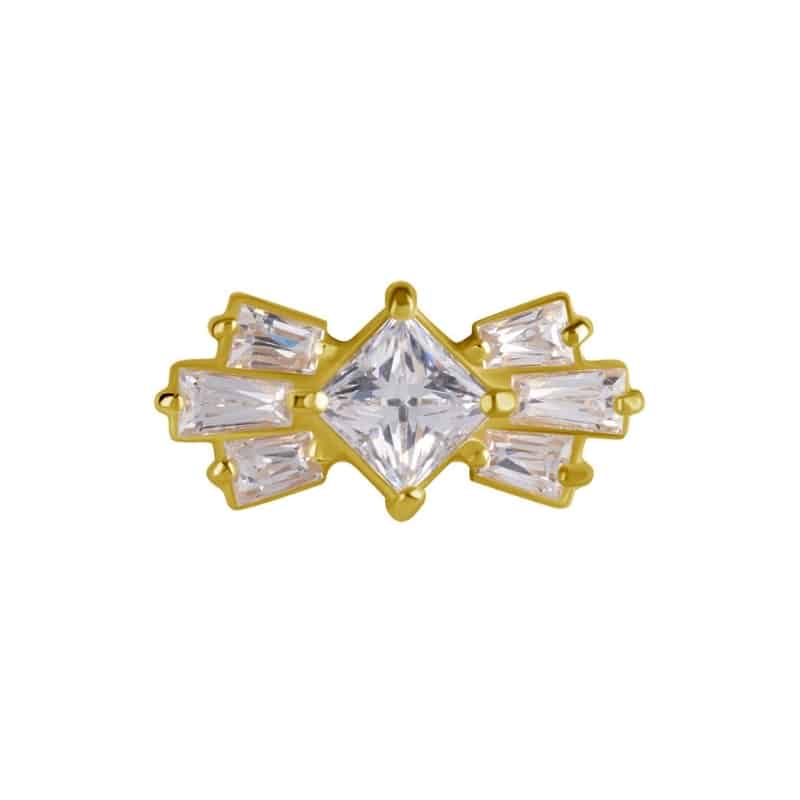 18K REAL GOLD INTERNAL ATTACHMENT SET WITH TAPPER BAGUETTE PREMIUM ZIRCONIA