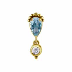 18K REAL GOLD INTERNAL ATTACHEMENT SET WITH GENUINE WHITE AND BLUE TOPAZ