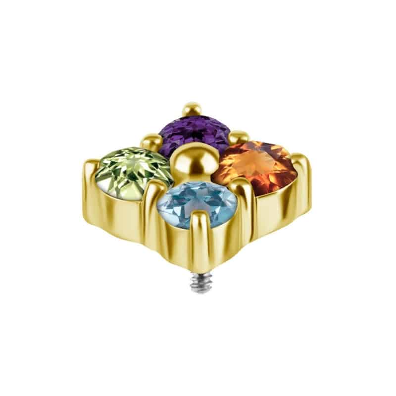 18K REAL GOLD INTERNAL ATTACHMENT SET WITH MULTICOLOR GENUINE GEMSTONES (CITRINE, TOPAS, PERIDOT, AMTHYST) – Bild 2