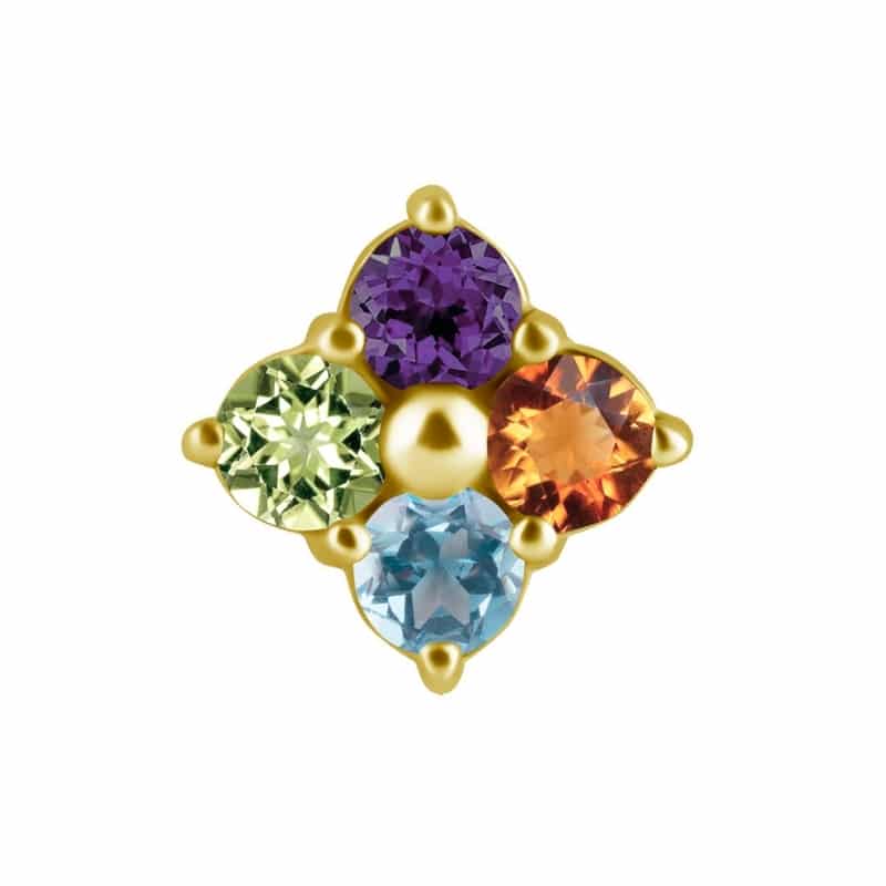 18K REAL GOLD INTERNAL ATTACHMENT SET WITH MULTICOLOR GENUINE GEMSTONES (CITRINE, TOPAS, PERIDOT, AMTHYST)