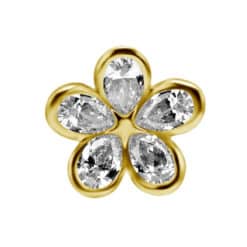 18K REAL GOLD INTERNAL ATTACHMENT SET WITH PEAR SHAPE PREMIUM ZIRCONIA