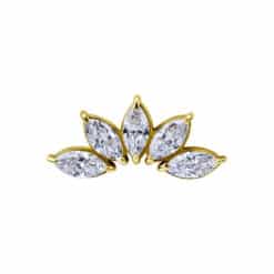 18K REAL GOLD INTERNAL ATTACHMENT SET WITH MARQUISE PREMIUM ZIRCONIA